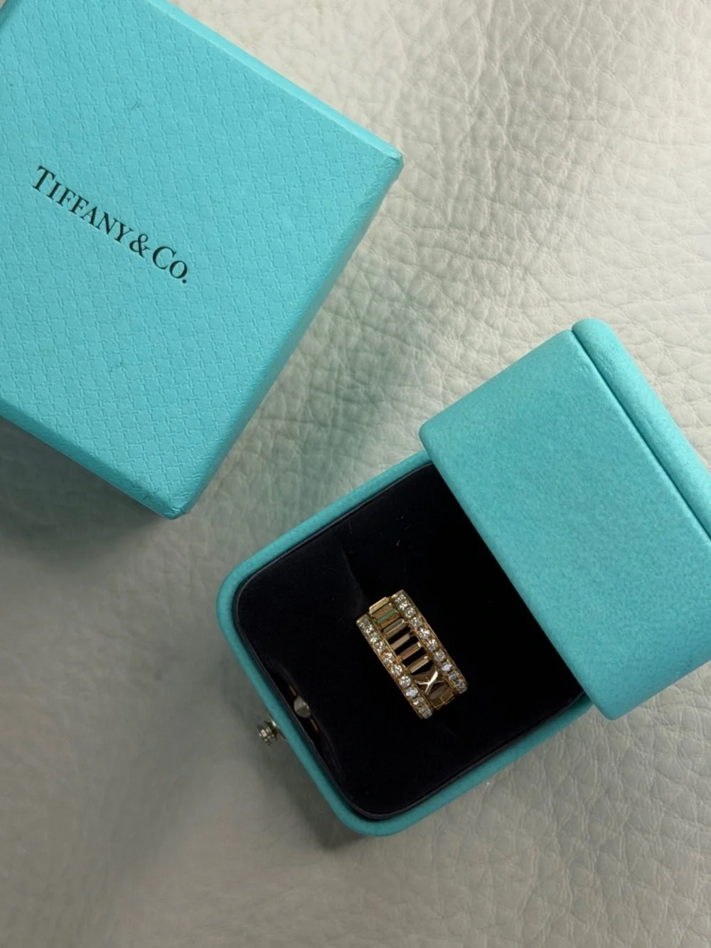 Tiffany & Co. 18K Yellow Gold Atlas Open Diamond Ring 4.3 US